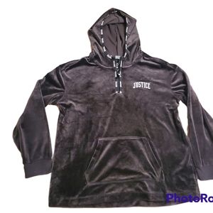 Justice black velour hoody sweatshirt Size 14 - 16 plus
